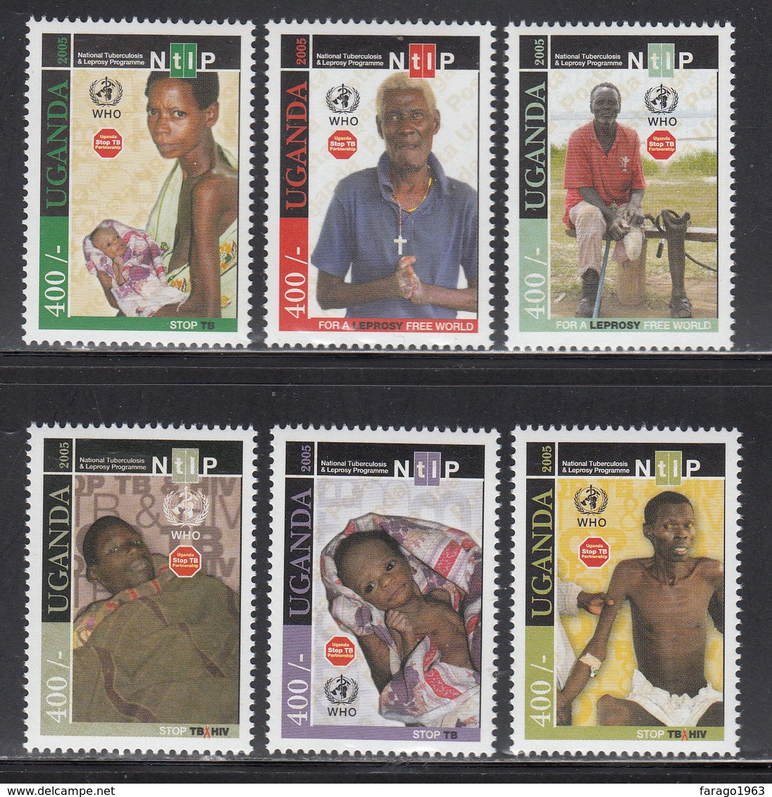 2005 Uganda Tuberculosis Leprosy Aids Health Medical Complete Set Of 6 MNH - Ouganda (1962-...)