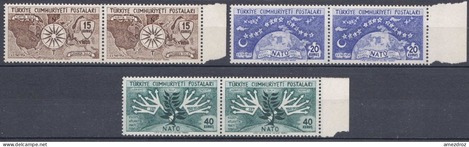 Turquie 1954 ** 5e Anniversaire De L'OTAN En Paire  (A5) - Ungebraucht