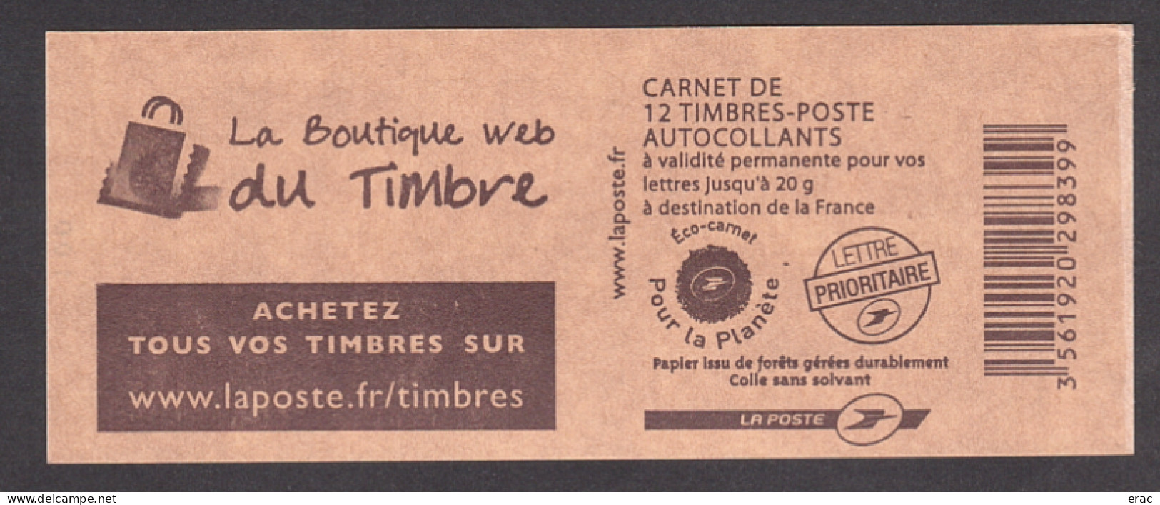 France - Carnet Autoadhésif 4197-C6 Daté 07.01.09 - N° Liasse : 100 - Neuf ** - Marianne De Beaujard - La Boutique Web - Libretti