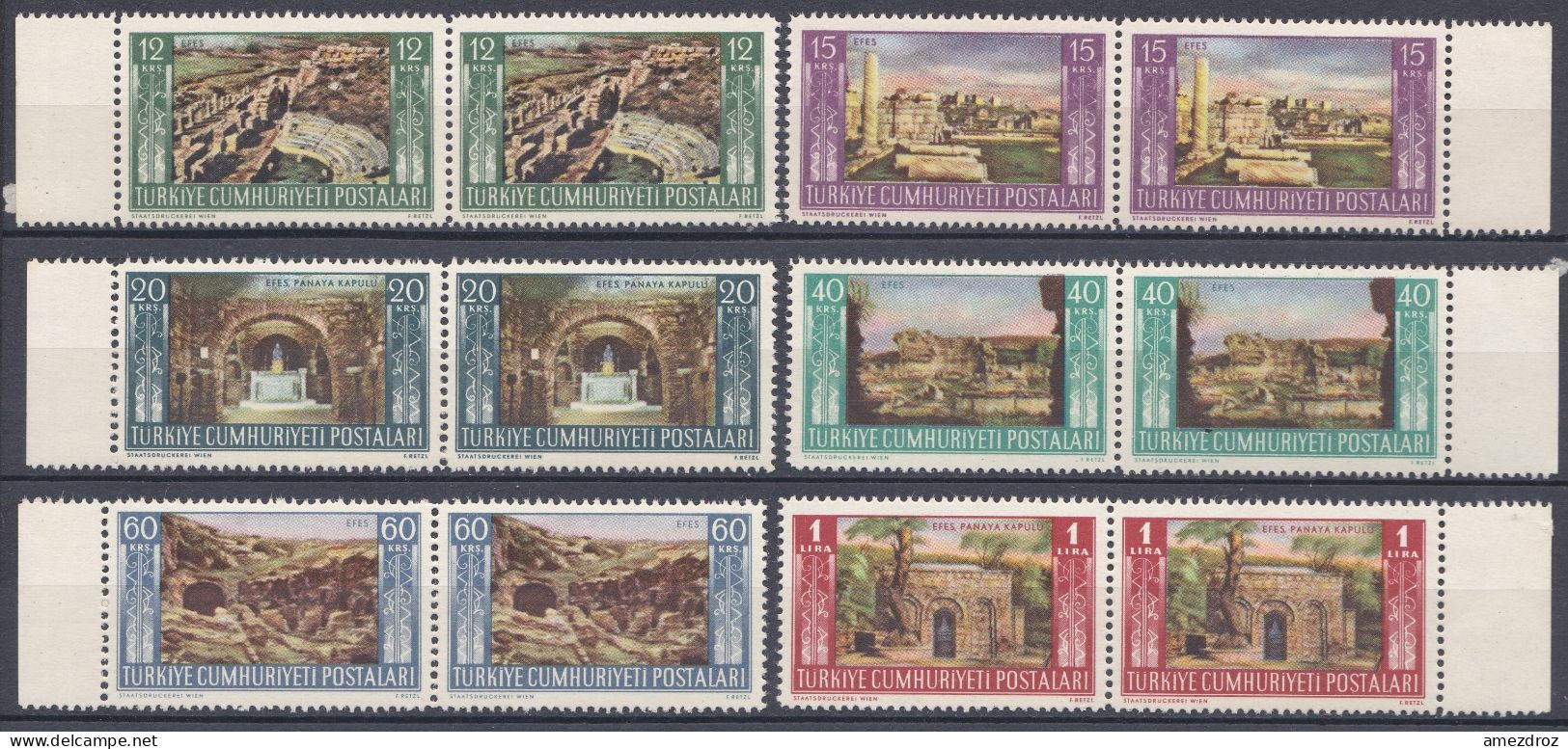 Turquie 1953 NMH ** Vues D'Éphèse - Inscription EFES En Paire  (A5) - Unused Stamps