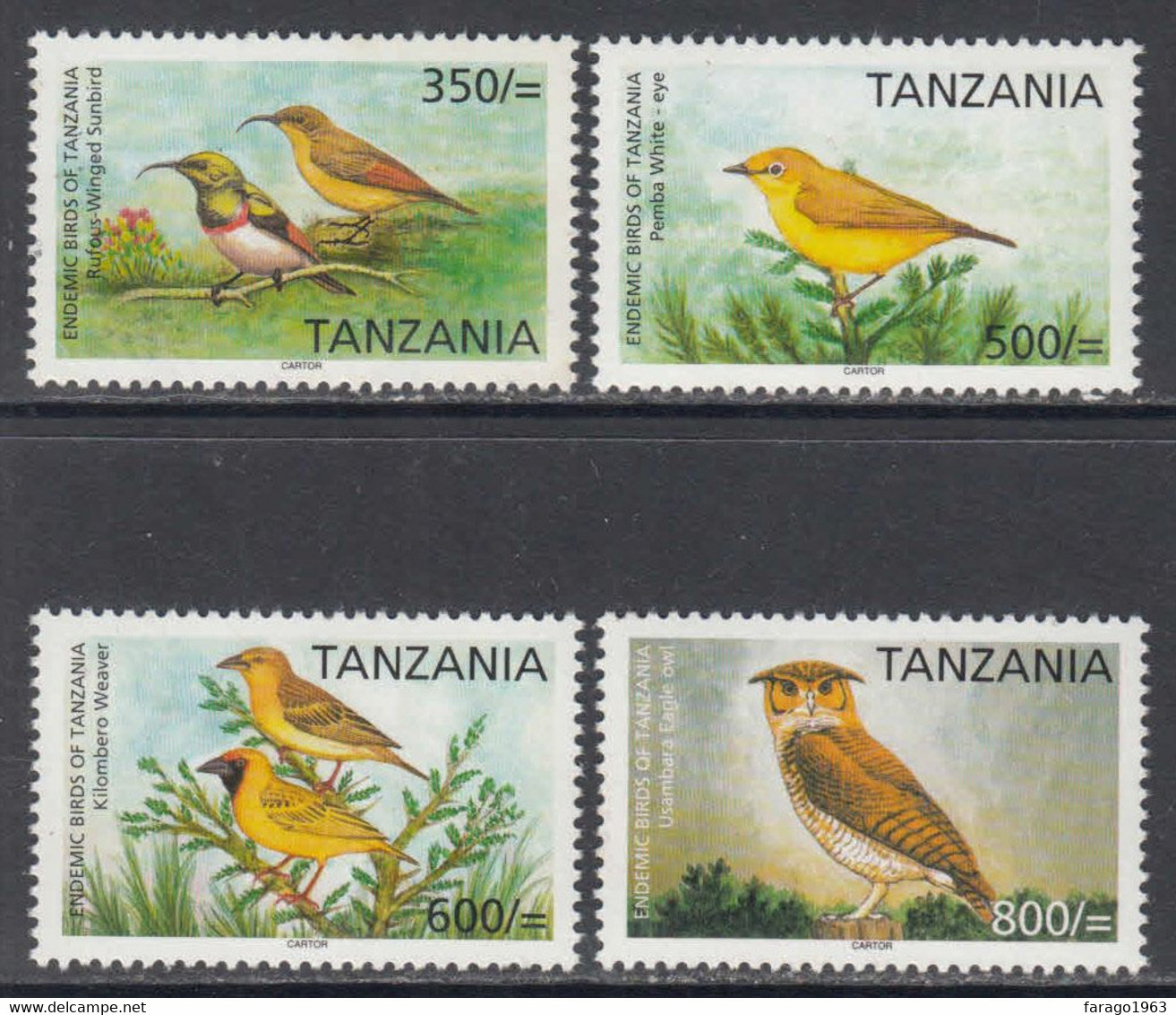 2006 Tanzania Birds Oiseau Owls Complete Set Of 4  MNH - Tanzania (1964-...)