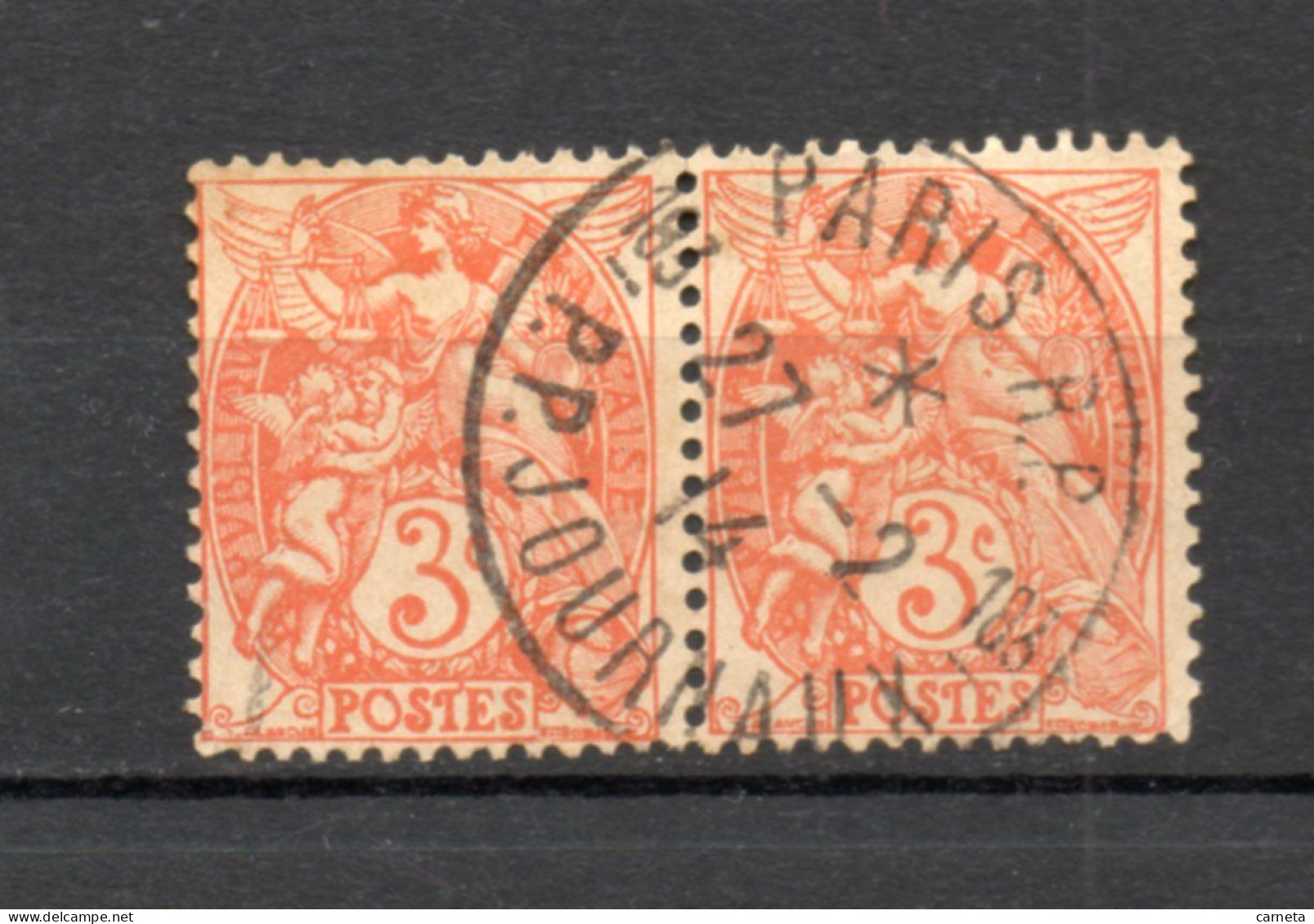 FRANCE   N° 109  PAIRE       OBLITERE    COTE 1.20€   TYPE BLANC - 1900-29 Blanc