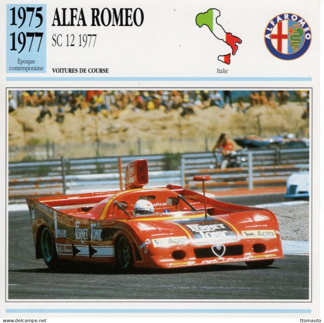 Alfa Romeo SC12 -  1977  - Voiture De Course -  Fiche Technique Automobile (I) - Coches