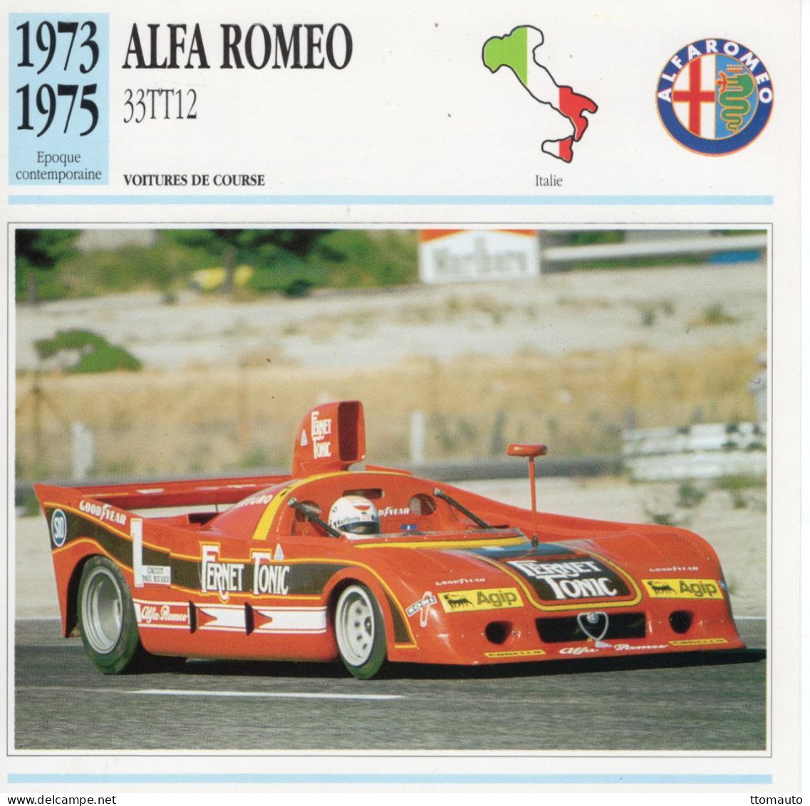 Alfa Romeo 33TT12  -  1975  - Voiture De Course -  Fiche Technique Automobile (I) - Coches