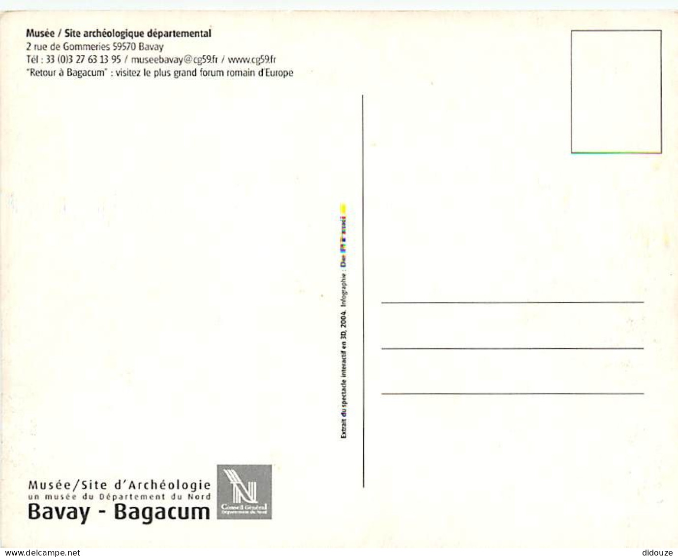 59 - Bavay - Musée - Site Archéologique Départemental - CPM - Voir Scans Recto-Verso - Bavay
