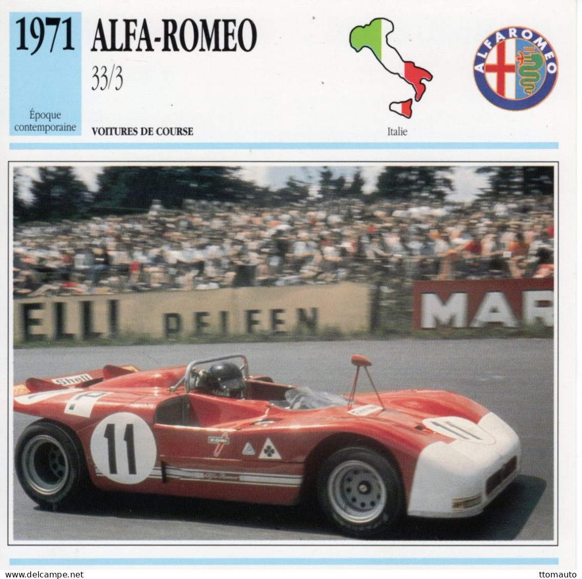 Alfa Romeo 33/3  -  1971  - Voiture De Course -  Fiche Technique Automobile (I) - Cars