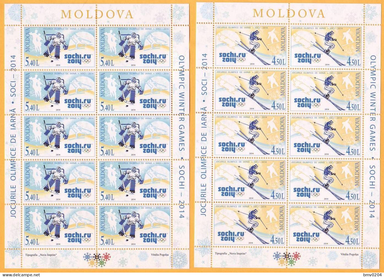 2014 Moldova Moldavie Moldau   Winter Olympic Games Sochi Russia Sheets Mint - Hiver 2014: Sotchi