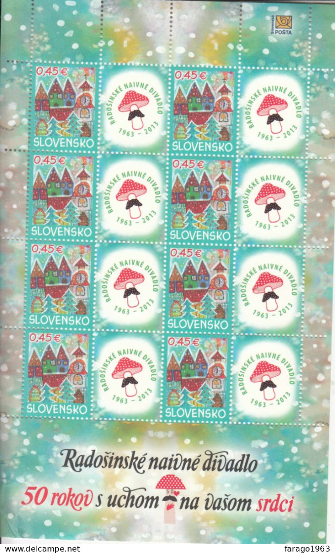 2013 Slovakia Christmas Noel Theatre Mushrooms M/sheet Of 8 MNH @ BELOW FV *crease Bottom Left Corner Stamps OK* - Blokken & Velletjes