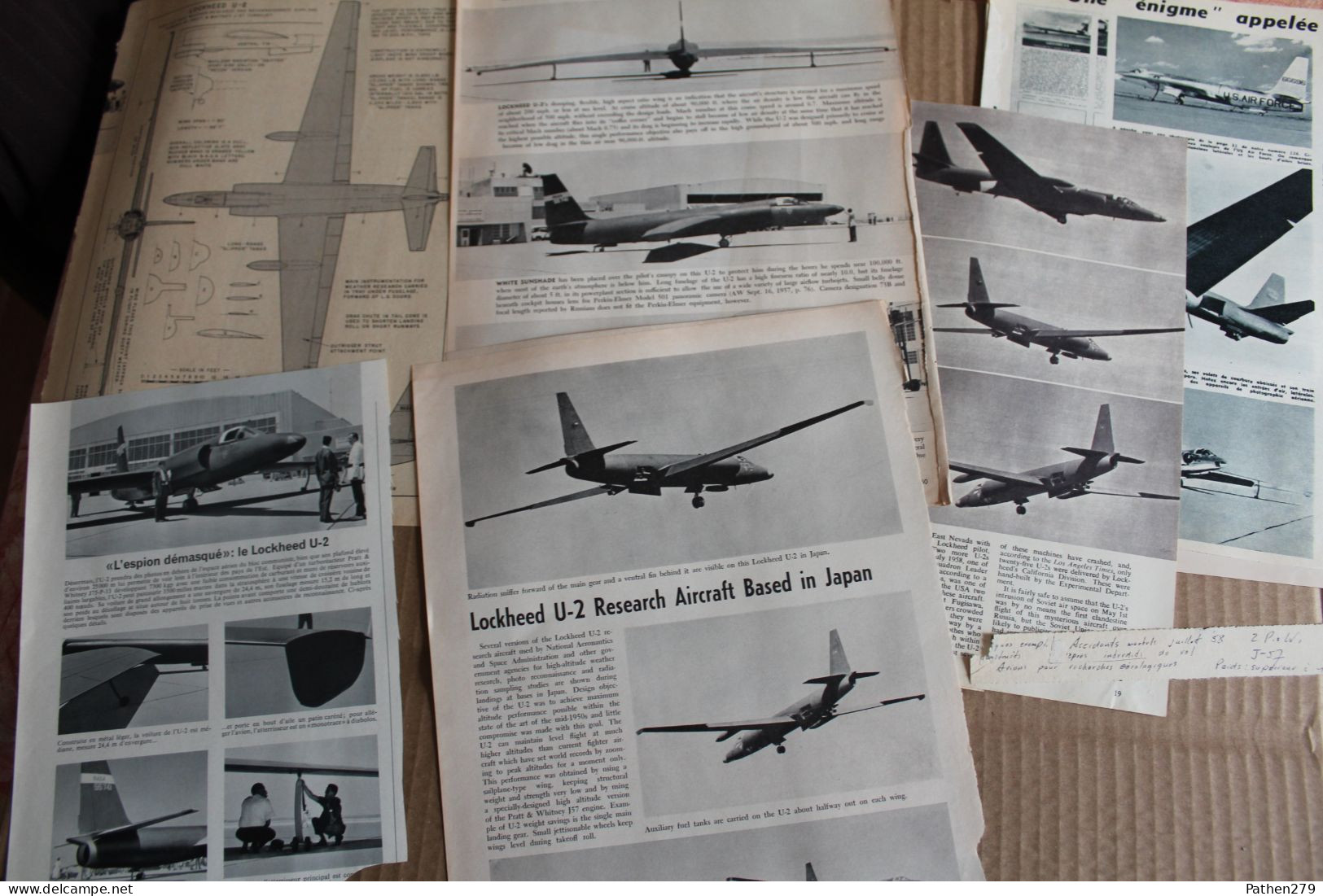 Lot De 90g D'anciennes Coupures De Presse De L'aéronef Américain Lockheed U-2 - Aviación