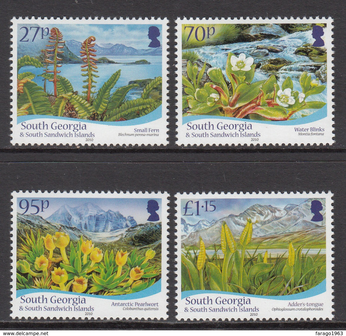 2010 South Georgia Flora Plants Complete  Set Of 4 MNH - South Georgia