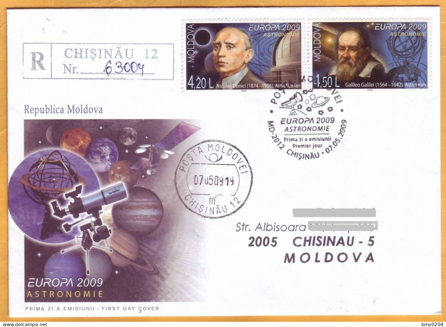 2009. Moldova Moldavie Moldau. Used FDC Europa CEPT  Galilei Donici  Space.  Astrology. - 2009