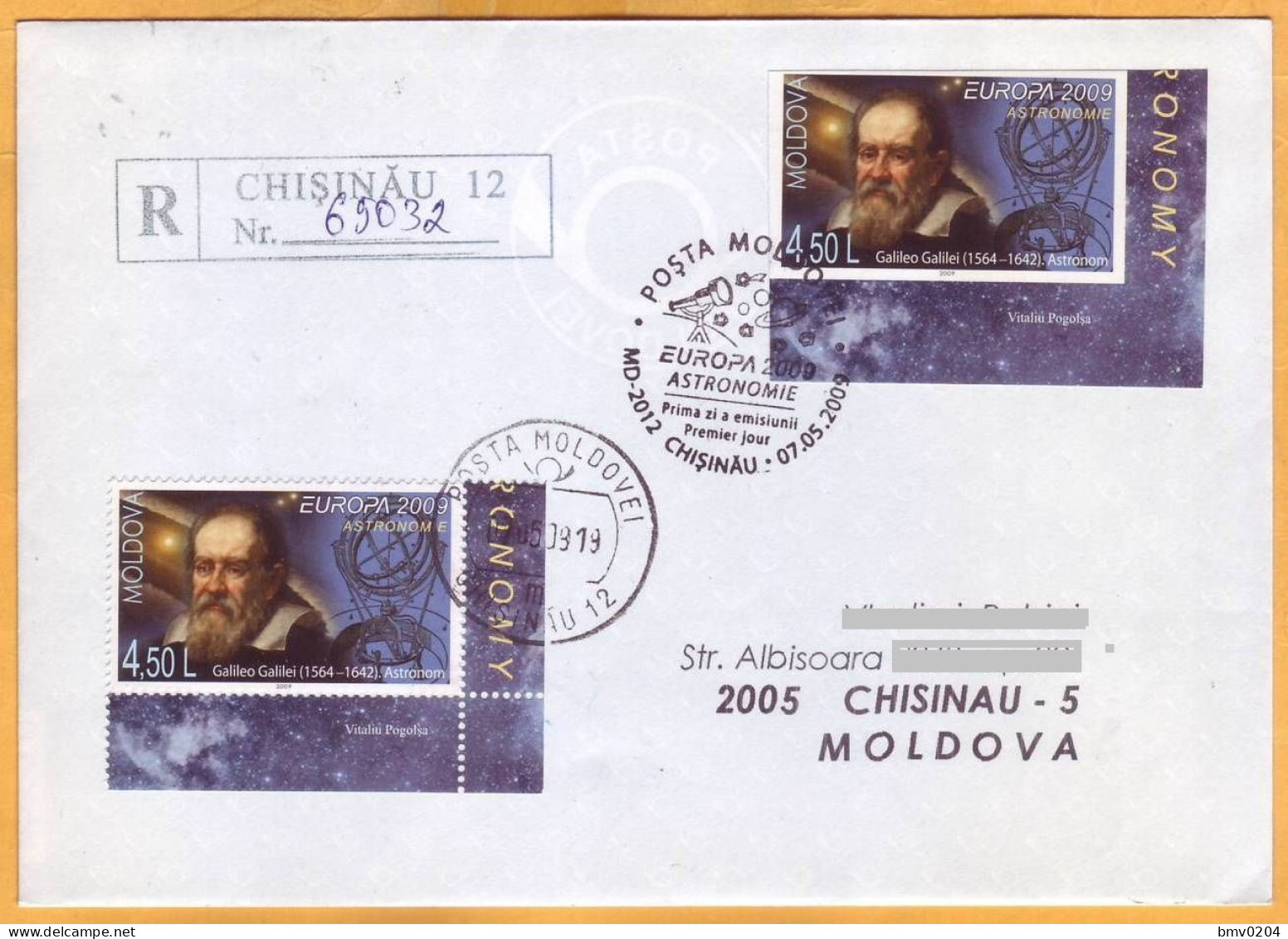 2009. Moldova Moldavie Moldau. Used FDC Private Europa CEPT  Galilei.  Space.  Astrology. - 2009