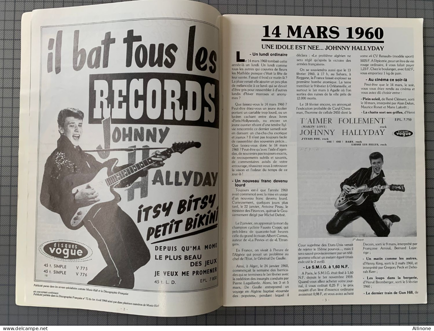 JOHNNY HALLYDAY CLUB DES ANNÉES 60 Mars 90 Reportages Sur Le Rock Textes Et Photos 50 Pages Dont 12 Pages Sur JOHNNY - Musique