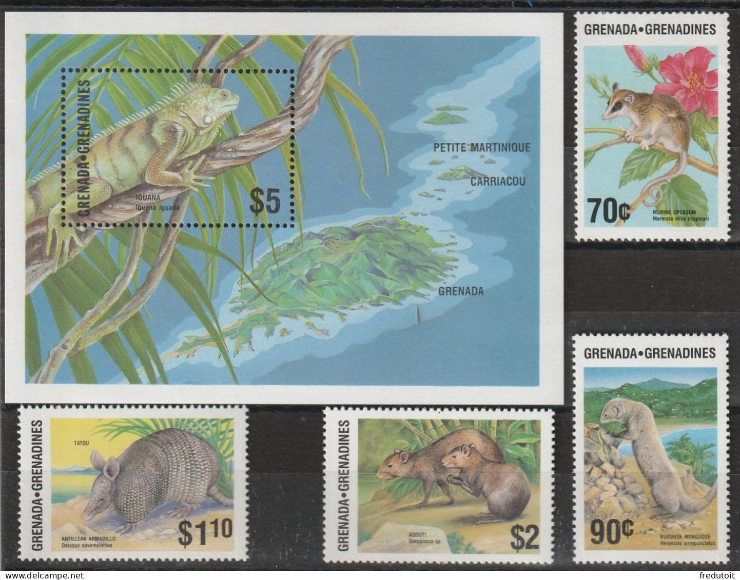 GRENADINES - N°687/90+BLOC N°116 ** (1986) Animaux - Grenade (1974-...)