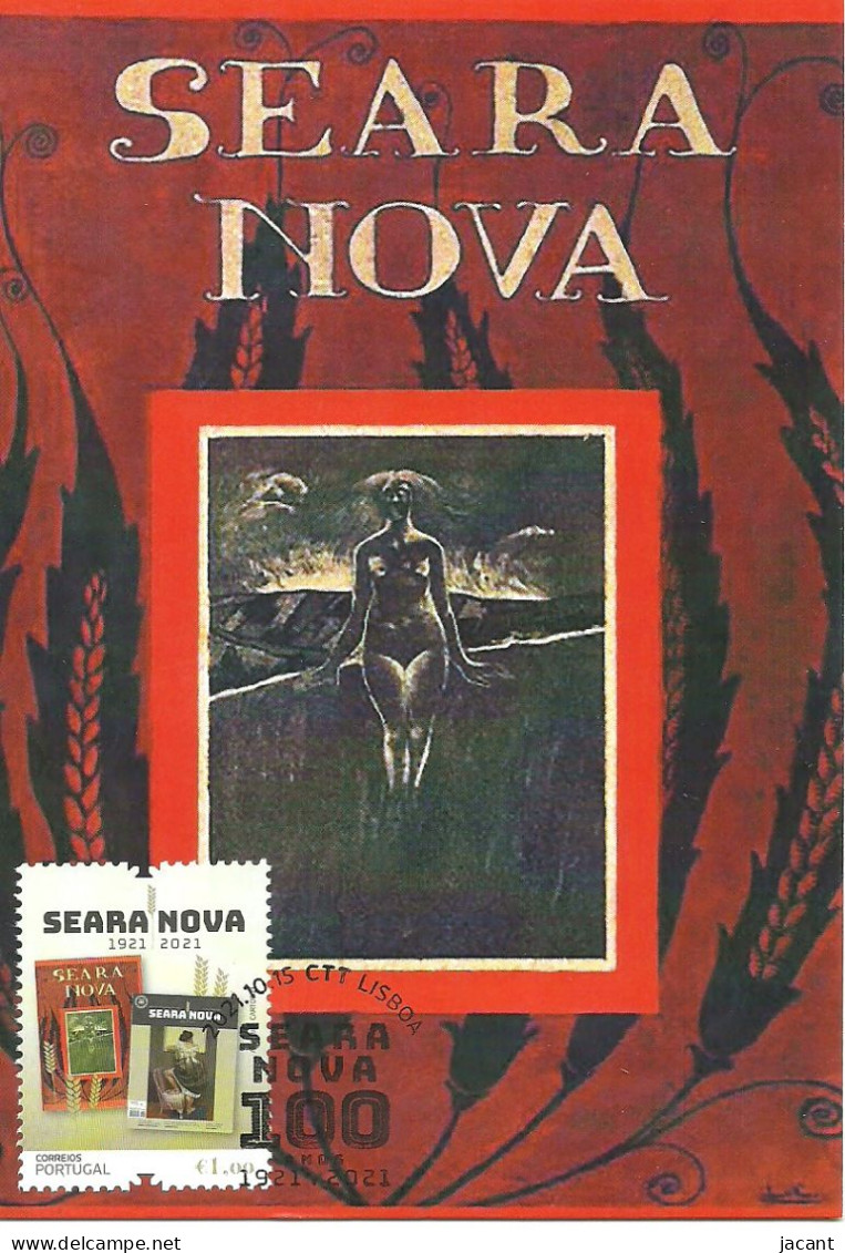 Carte Maximum - Portugal Centenário Revista Seara Nova - Capa Do Nº1 De 1921 - Magazine Culturelle Cultural - Cartes-maximum (CM)