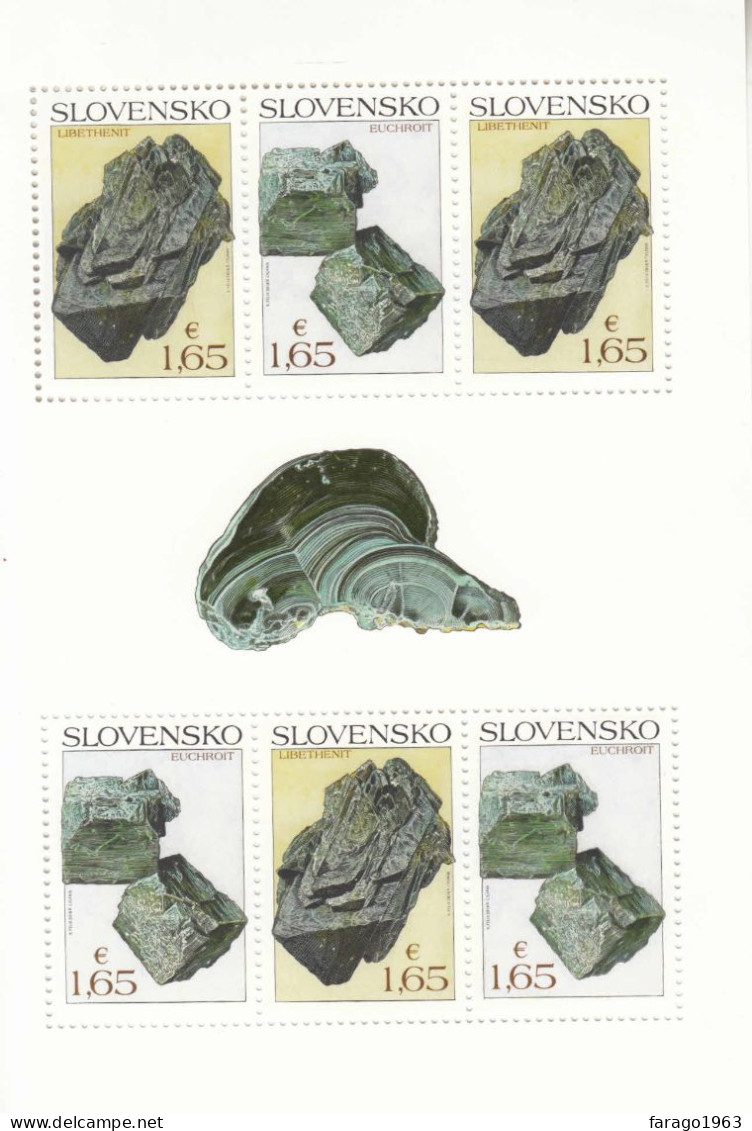 2018 Slovakia Geology Rocks Minerals M/sheet Of 6 MNH @ BELOW FV ** Small Crease Top Left Corner Stamps Unaffected** - Hojas Bloque