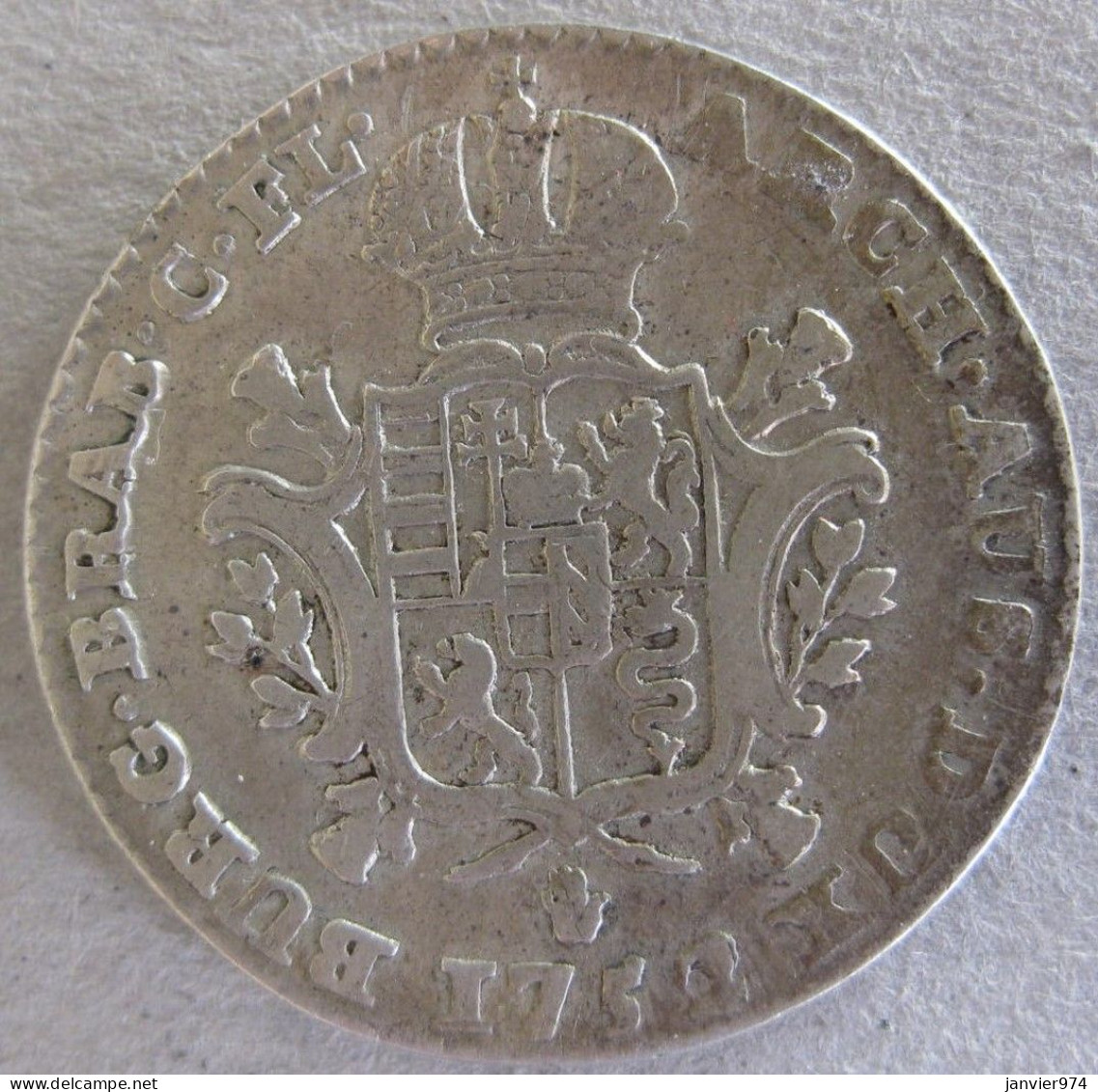 Pays-Bas Autrichien Belgique 1/4 Ducaton 1752 Variété Over 2/1 Anvers Main, En Argent ,RARE - 1714-1794 Pays-Bas Autrichiens  