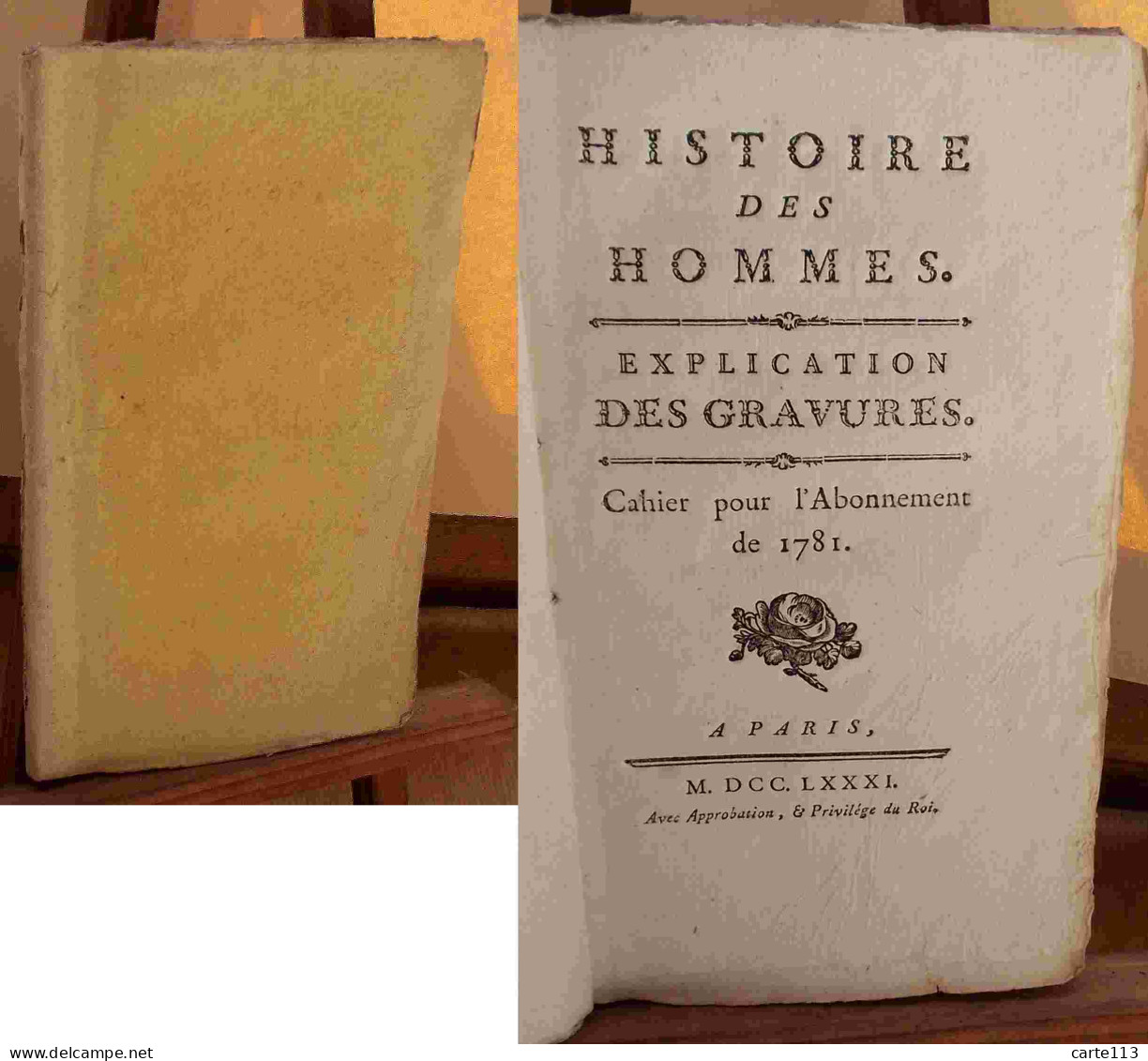 DELISLE DE SALES Jean-Baptiste - HISTOIRE DES HOMMES - EXPLICATION DES GRAVURES - CAHIER POUR L'ABONNE - 1701-1800