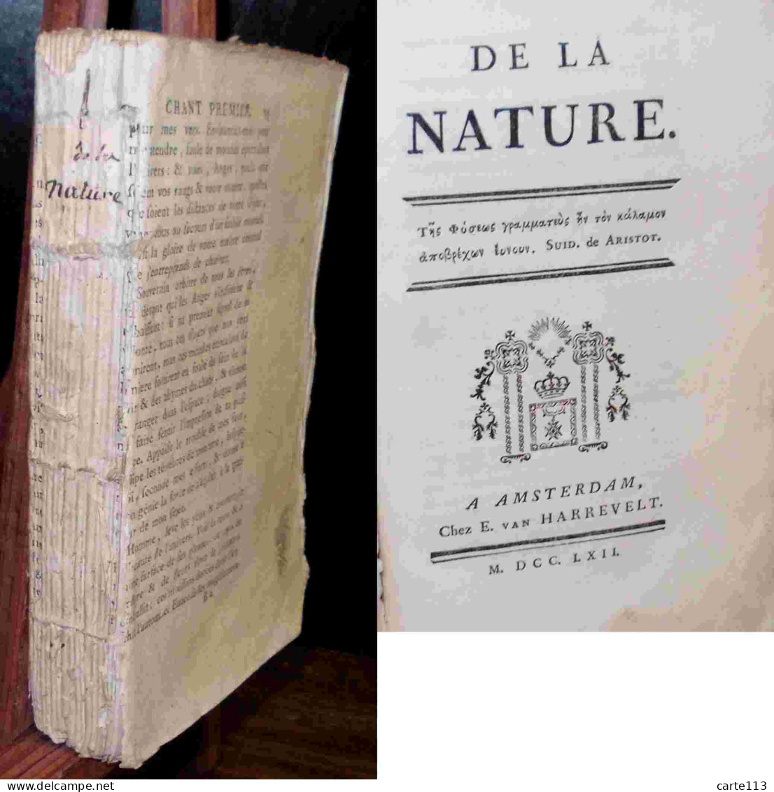 ROBINET Jean-Baptiste - DE LA NATURE - 1701-1800