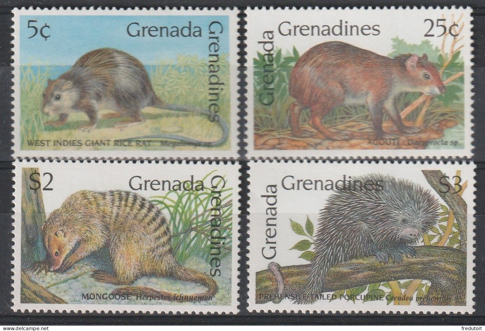 GRENADINES - N°1095/8 ** (1990) Mammifères - Grenade (1974-...)