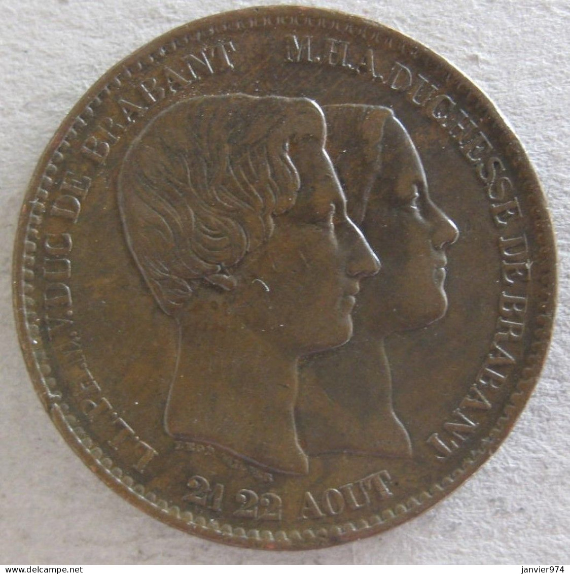 Belgique Module De 10 Centimes 1853 Léopold I.  Mariage Du Duc Et De La Duchesse De Brabant En Cuivre - 10 Cents