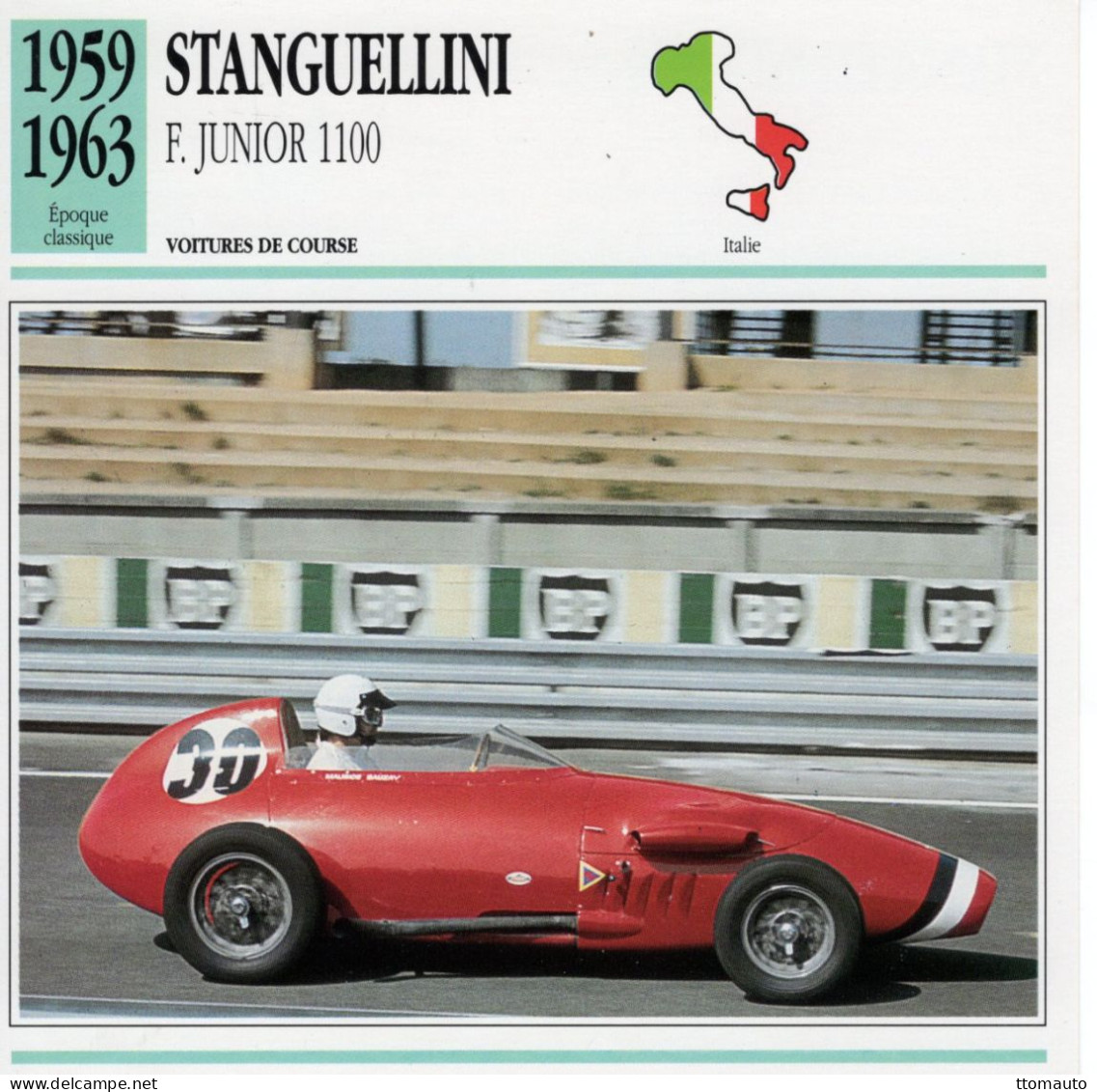 Stanguellini Formula Junior 1100 -  1960  - Voiture De Course -  Fiche Technique Automobile (I) - Coches