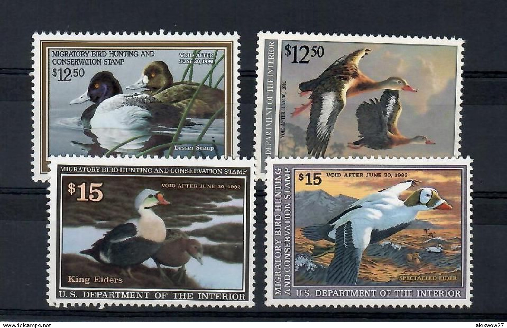 USA 1990/1991/1992/1993 Migratory Bird Hunting Stamp MINT MNH - Duck Stamps