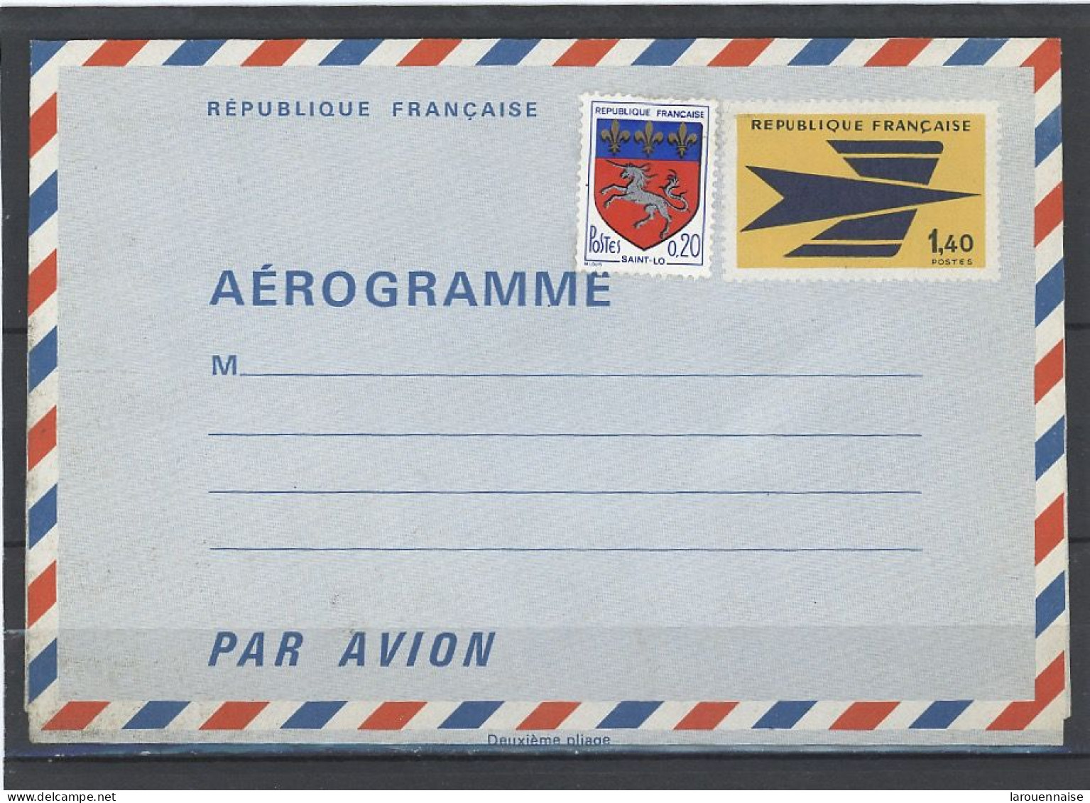 AEROGRAMME -N°1003 -AER + 1510 -( 0,20F )  NOUVEAU TARIF 1977 - PTT -1,40F - Aérogrammes