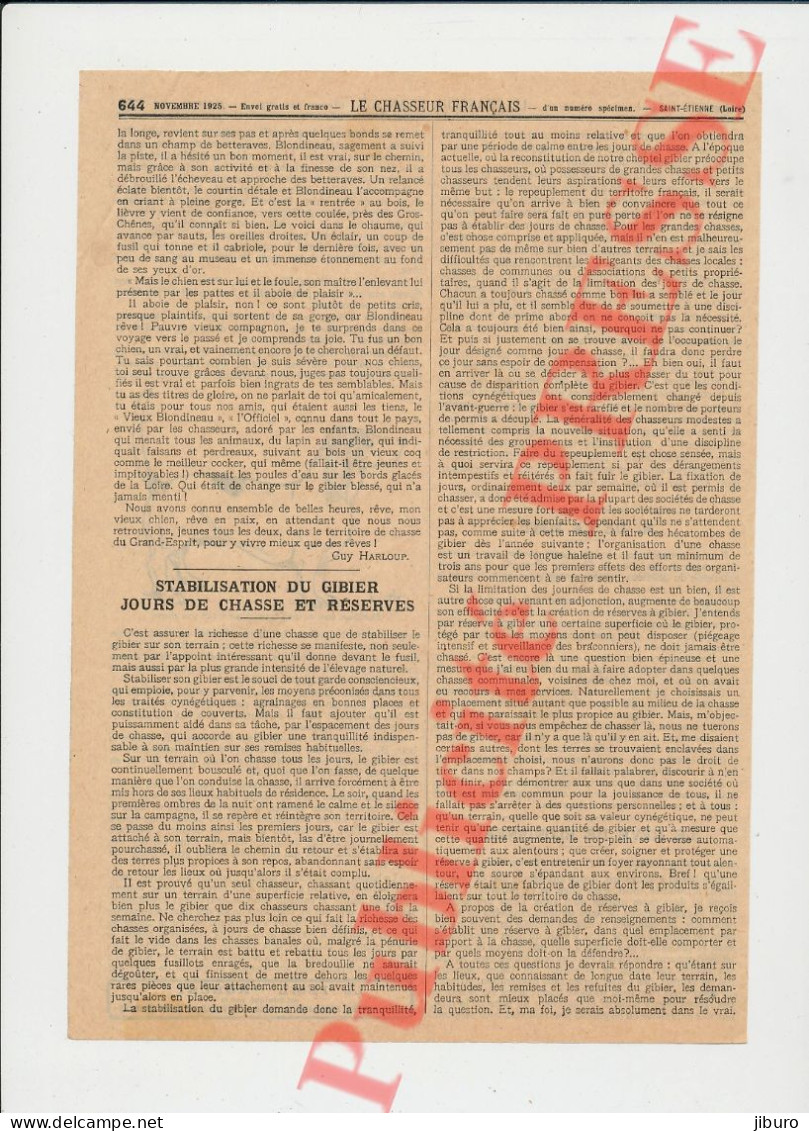 Doc 1926 Récit Guy Harloup Blondineau Chien Chasse Basset Artésien évocation Aujoux La Vigne-en-friche + M. De La Font - Publicités