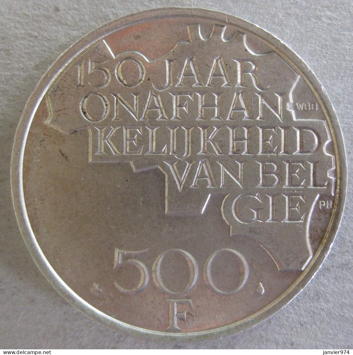 Belgique . 500 Francs 1980 , 150 Ans De L'indépendance, Légende Flamande. En  Argent - 500 Frank