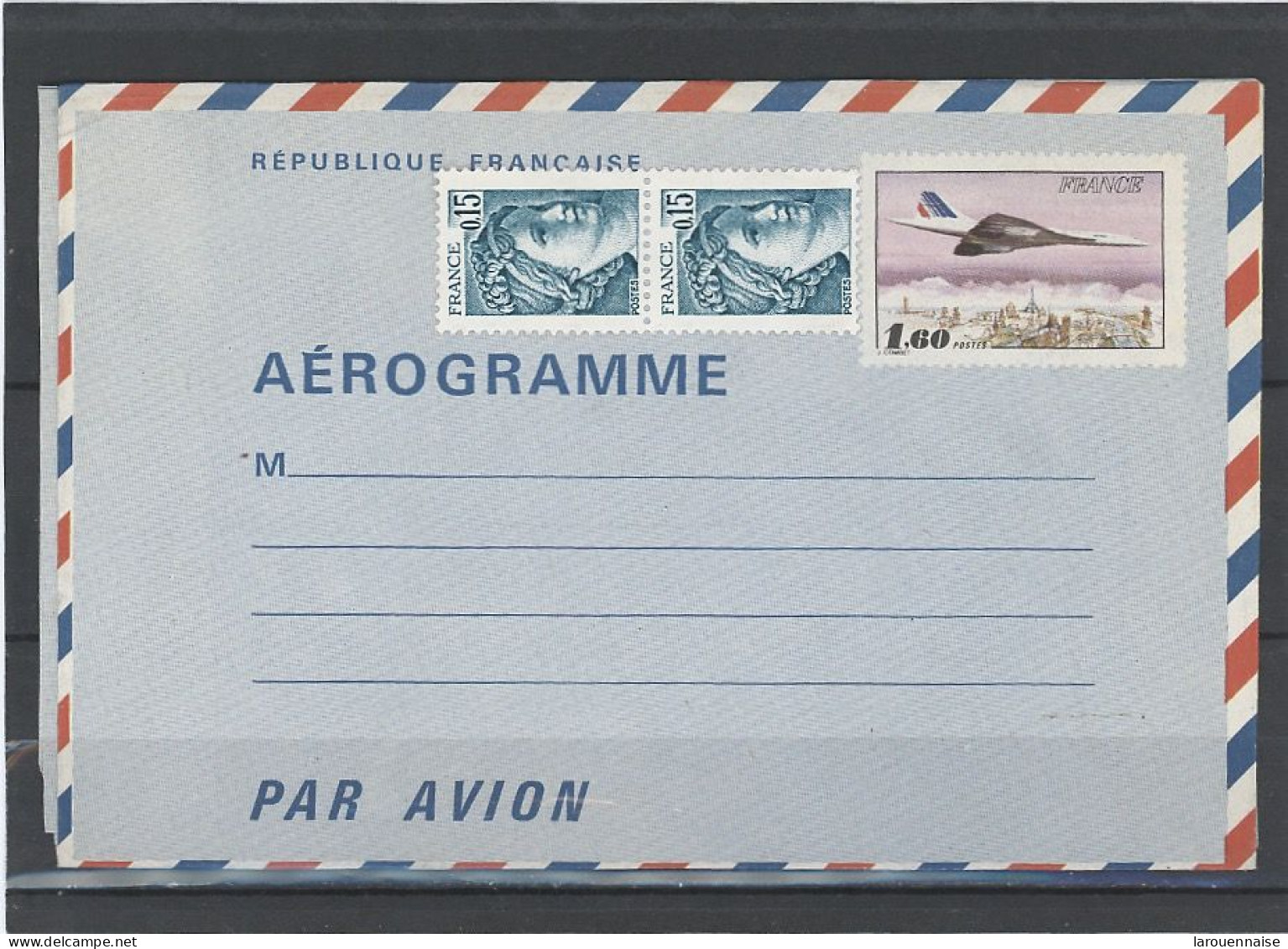 AEROGRAMME -N°1004 -AER   + 1966 X2  - 0,30F NOUVEAU TARIF -CONCORDE -1,60 F - Aérogrammes