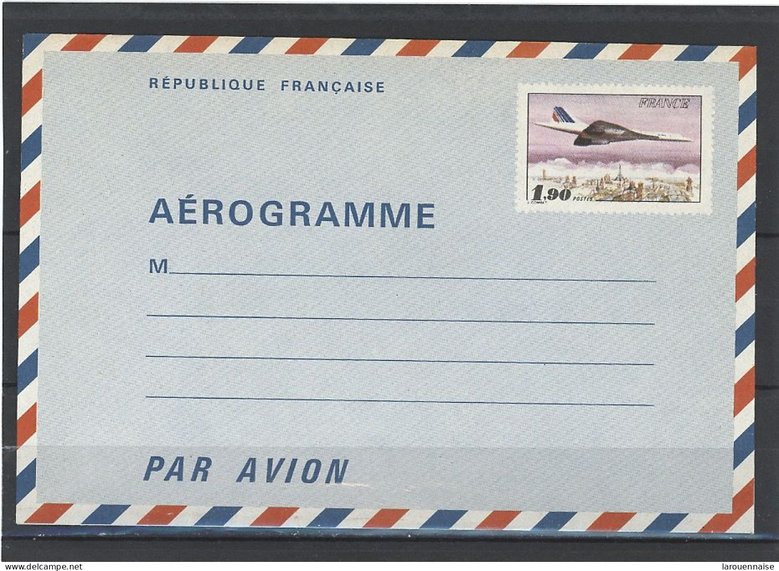 AEROGRAMME -N°1005 -AER   -CONCORDE -1,90 F - Luchtpostbladen