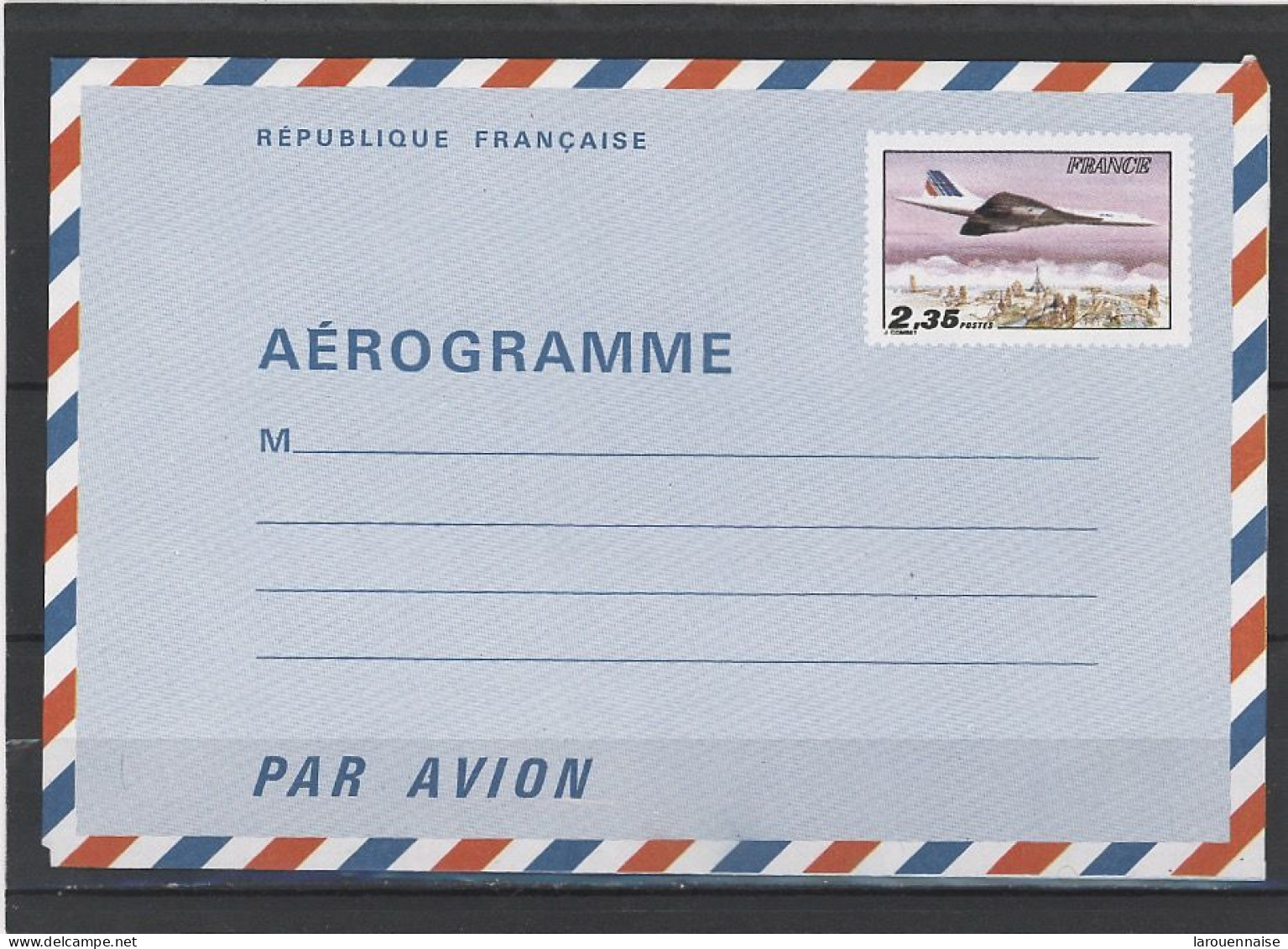 AEROGRAMME -N°1007 -AER -CONCORDE - 2,35 F - Aérogrammes