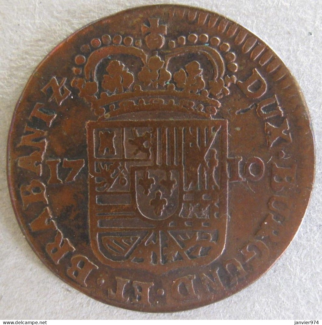 Belgique , Comté De Namur , 1 Liard 1710 Lion, Philippe V , En Cuivre , KM# 37 - 1556-1713 Spaanse Nederlanden