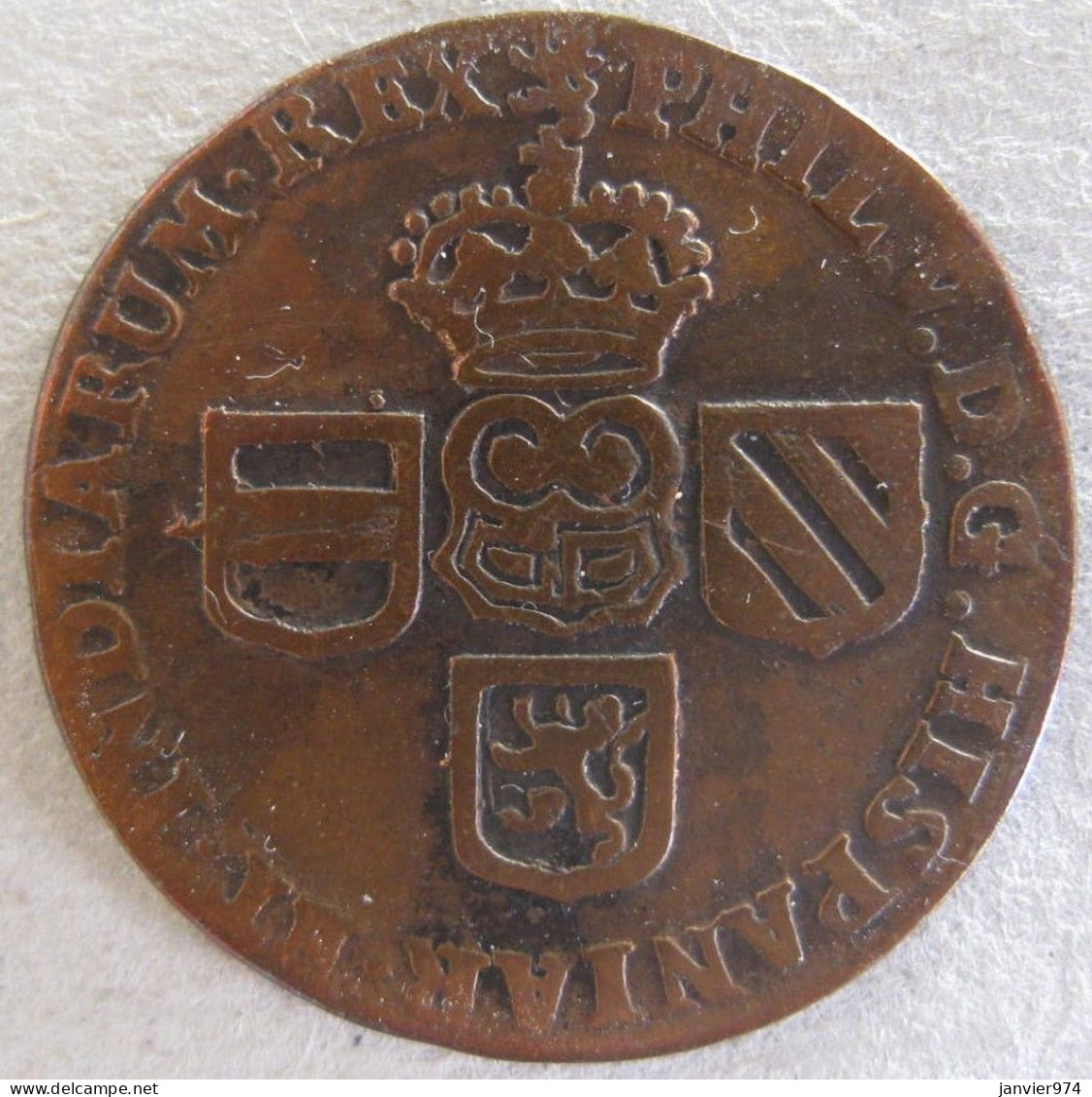 Belgique , Comté De Namur , 1 Liard 1710 Lion, Philippe V , En Cuivre , KM# 37 - 1556-1713 Pays-Bas Espagols