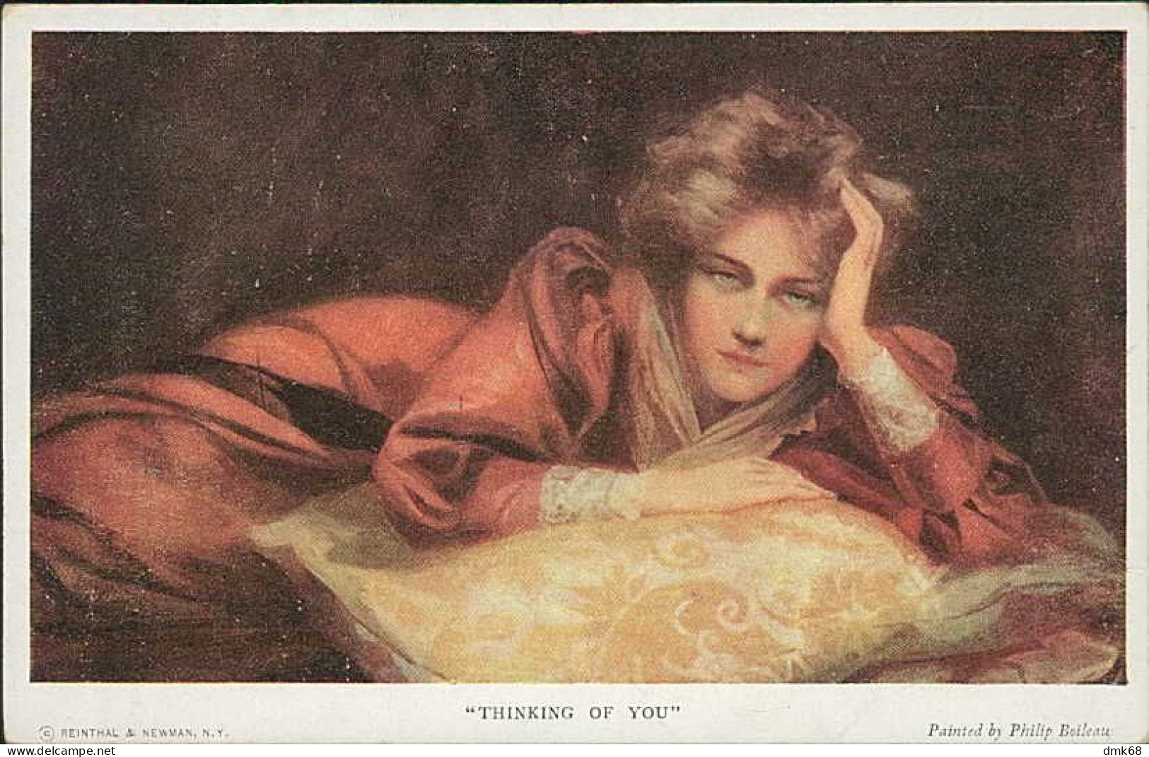 PHILIP BOILEAU SIGNED 1910s POSTCARD - WOMAN - THINKING OF YOU  - EDIT REINTHAL & NEWMAN N.2052 (5410) - Boileau, Philip
