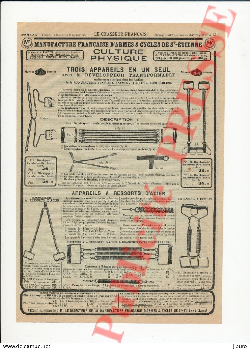 Publicité 1924 Culture Physique Développeur Extenseur à Ressorts Musculation Sport Exerciseur - Publicités