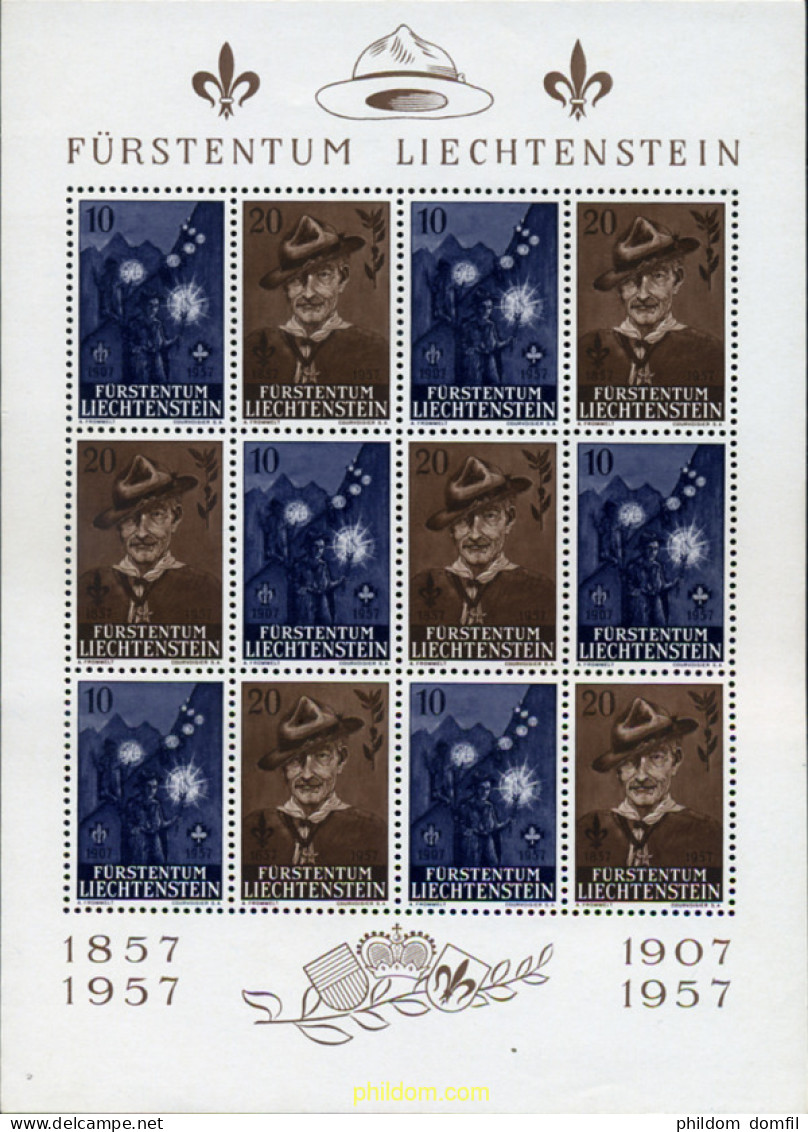 367693 MNH LIECHTENSTEIN 1957 CENTENARIO DE LORD BADEN-POWELL Y 50 ANIVERSARIO DEL ESCULTISMO - Ungebraucht