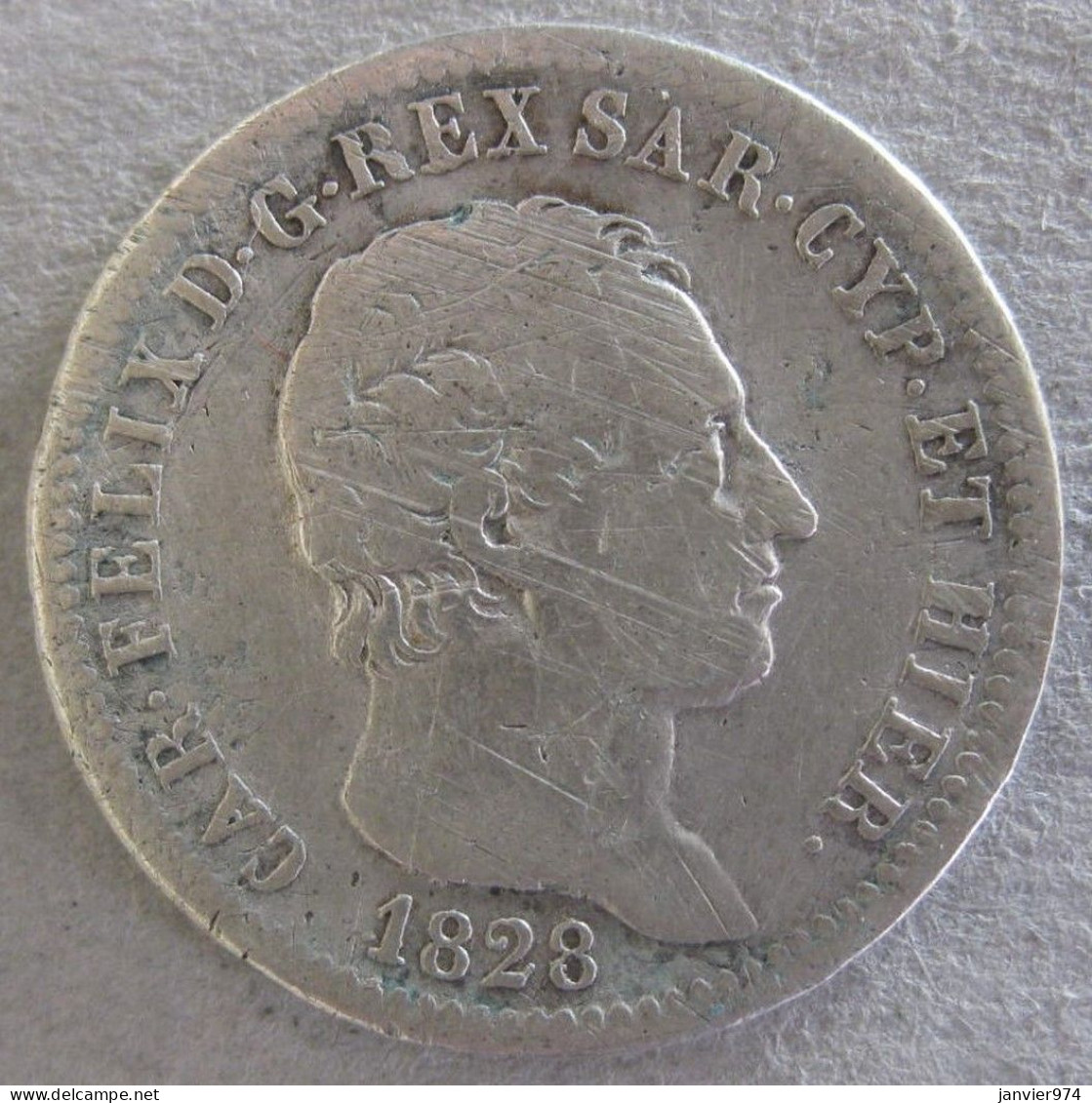 Sardaigne 1 Lira 1828 P Genova. Carlo Felice, En Argent - Piemonte-Sardegna, Savoia Italiana