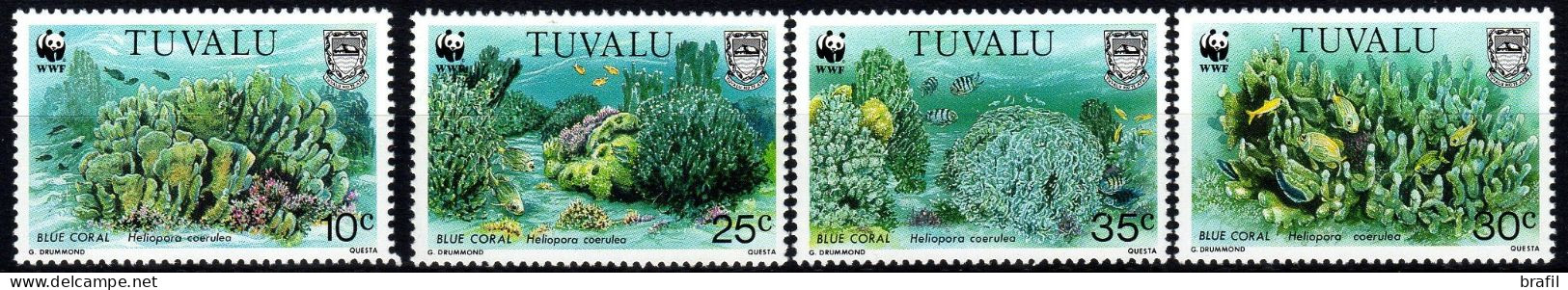 1992 Tuvalu, Fauna Marina Coralli Spugne, Serie Completa Nuova (**) - Tuvalu (fr. Elliceinseln)