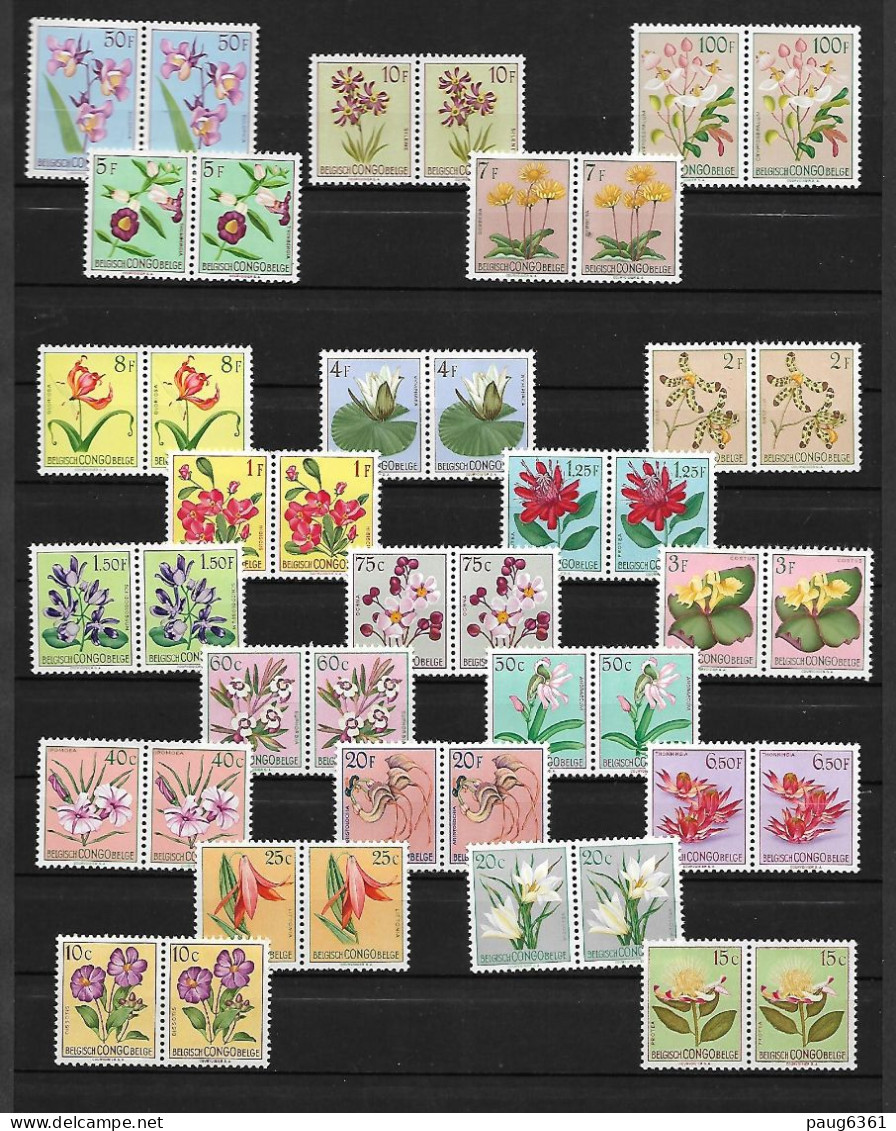 CONGO BELGE 1952 FLEURS EN PAIRES YVERT  N° 302/323 NEUF MNH** - Ongebruikt