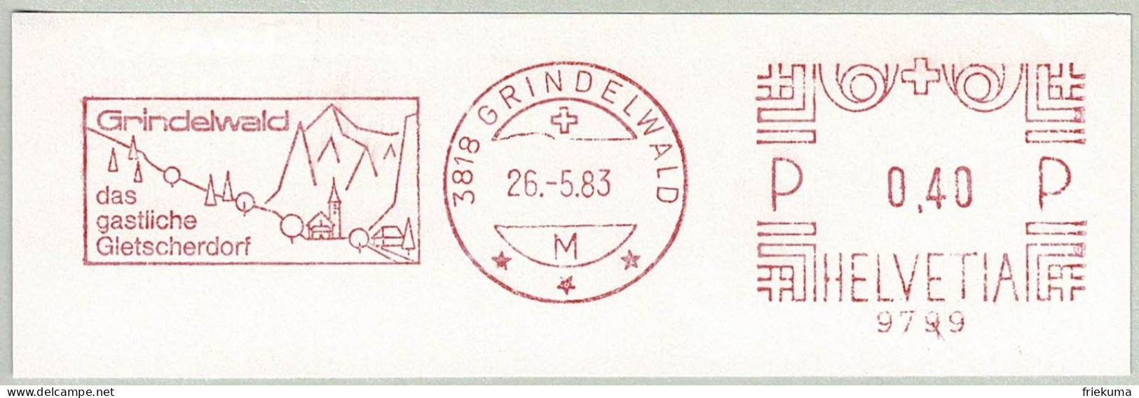 Schweiz / Helvetia 1983, Freistempel / EMA / Meterstamp Grindelwald, Gletscherdorf, Glacier - Frankeermachinen