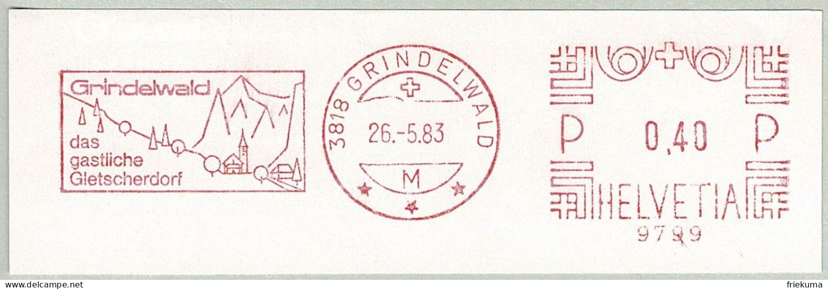 Schweiz / Helvetia 1983, Freistempel / EMA / Meterstamp Grindelwald, Gletscherdorf, Glacier - Affrancature Meccaniche