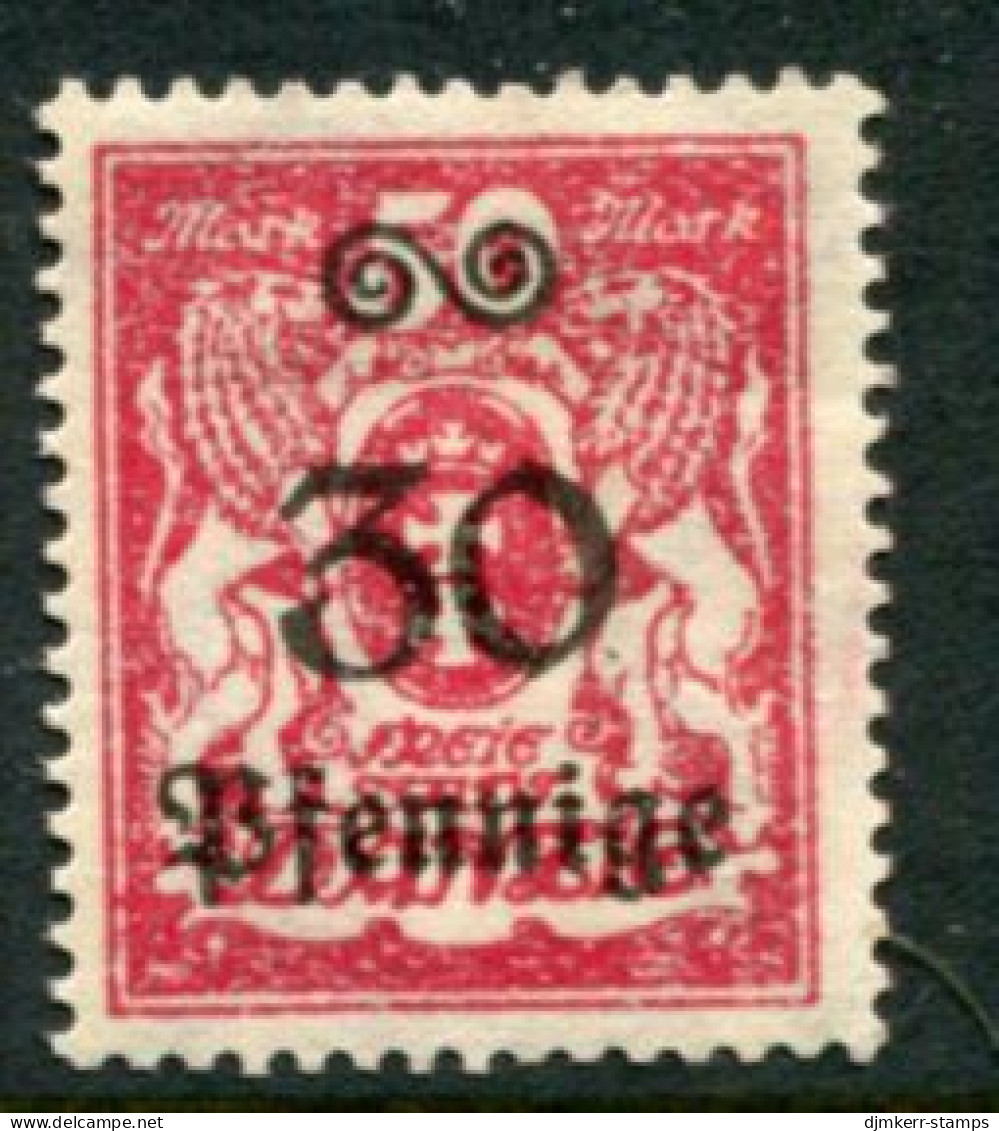 DANZIG 1923 Arms Definitive 30 Pf. On 50 Mk. LHM / *.  Michel 185 - Neufs