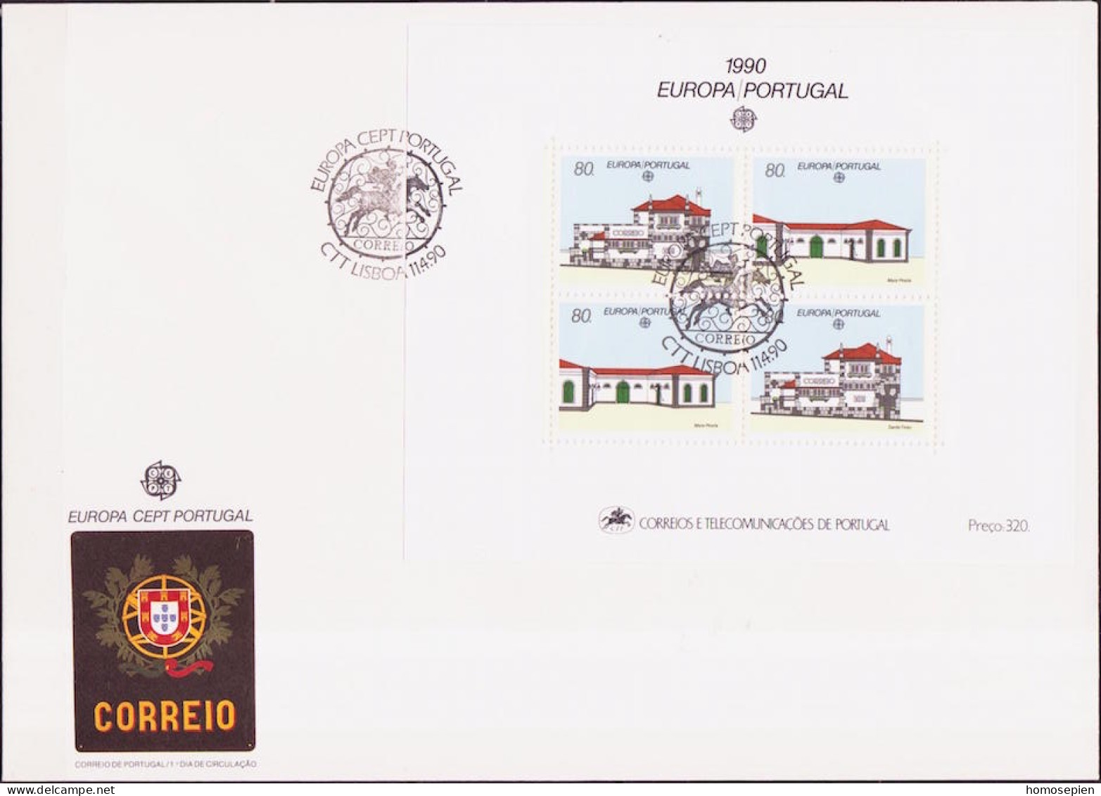 Portugal FDC 1990 Y&T N°BF72 - Michel N°B71 - 80e EUROPA - FDC