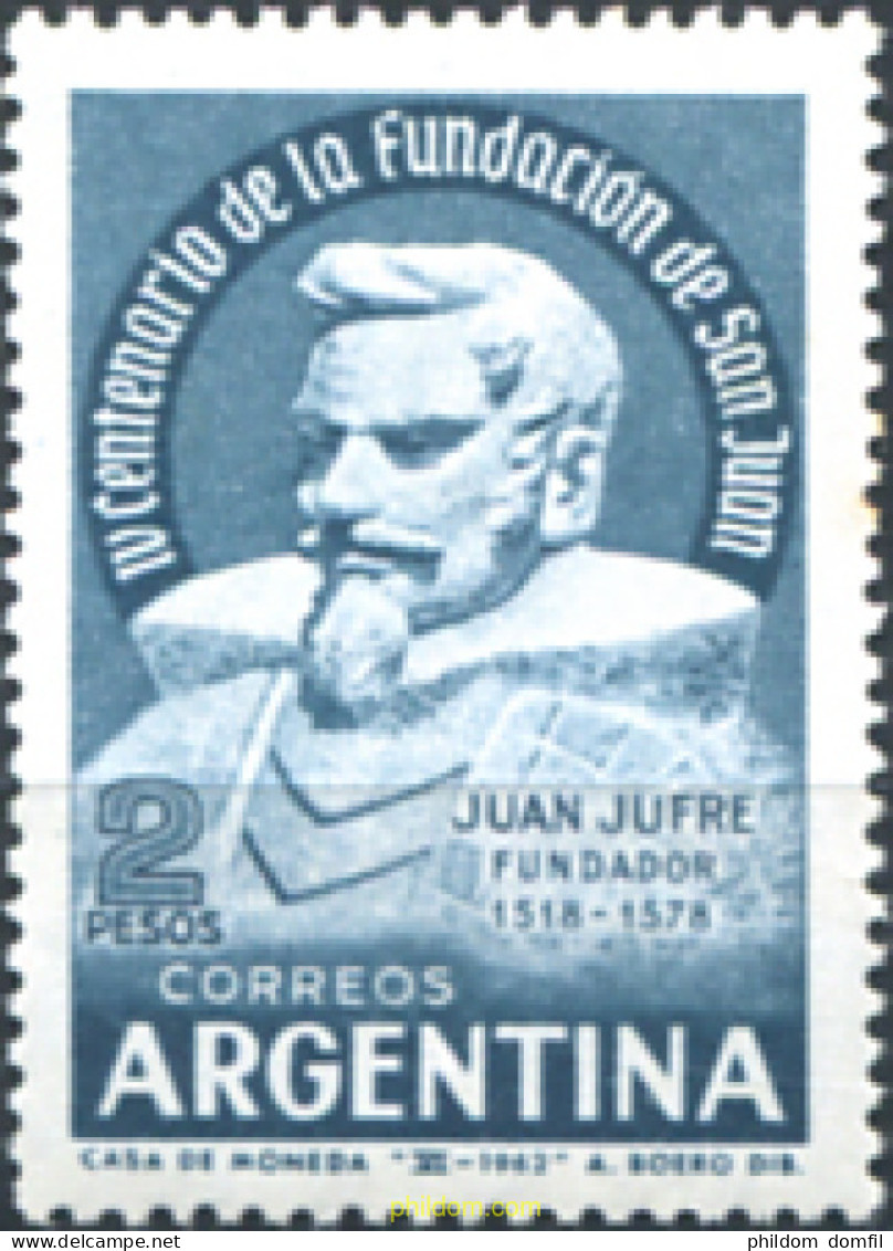 726730 HINGED ARGENTINA 1962 4 CENTENARIO DE LA FUNDACION DE SAN JUAN - Ongebruikt