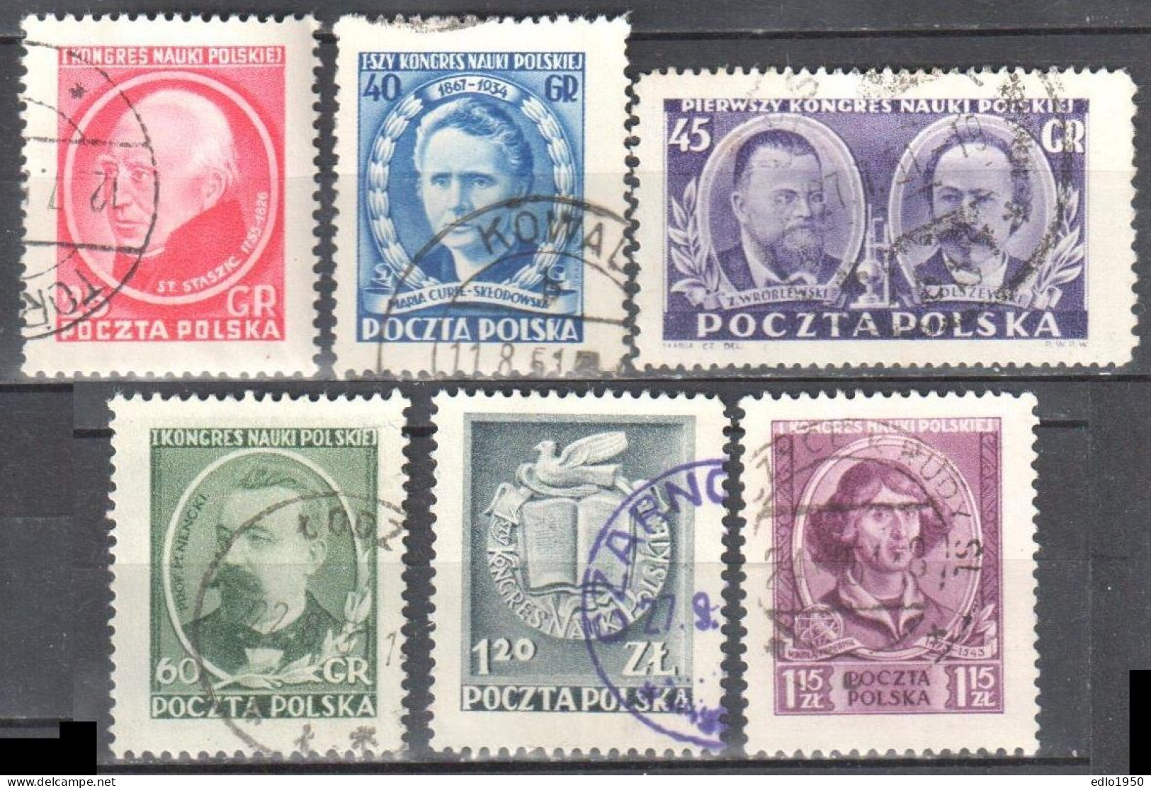 Poland 1951 First Congress For Polish Science - Mi.694-99 - Used - Used Stamps