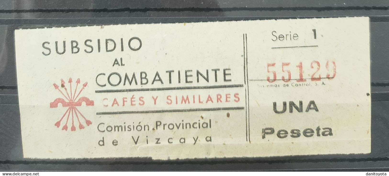 VIZCAYA. EDIFIL N/C. 1 PESETA SUBSIDIO AL COMBATIENTE. - Emisiones Nacionalistas