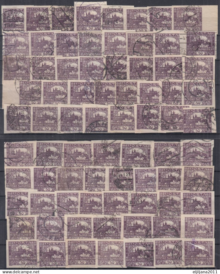 ⁕ Czechoslovakia 1919 ⁕ Hradcany 50 H. Mi.19 ⁕ 77v Used / Shades / Imperf. - Used Stamps