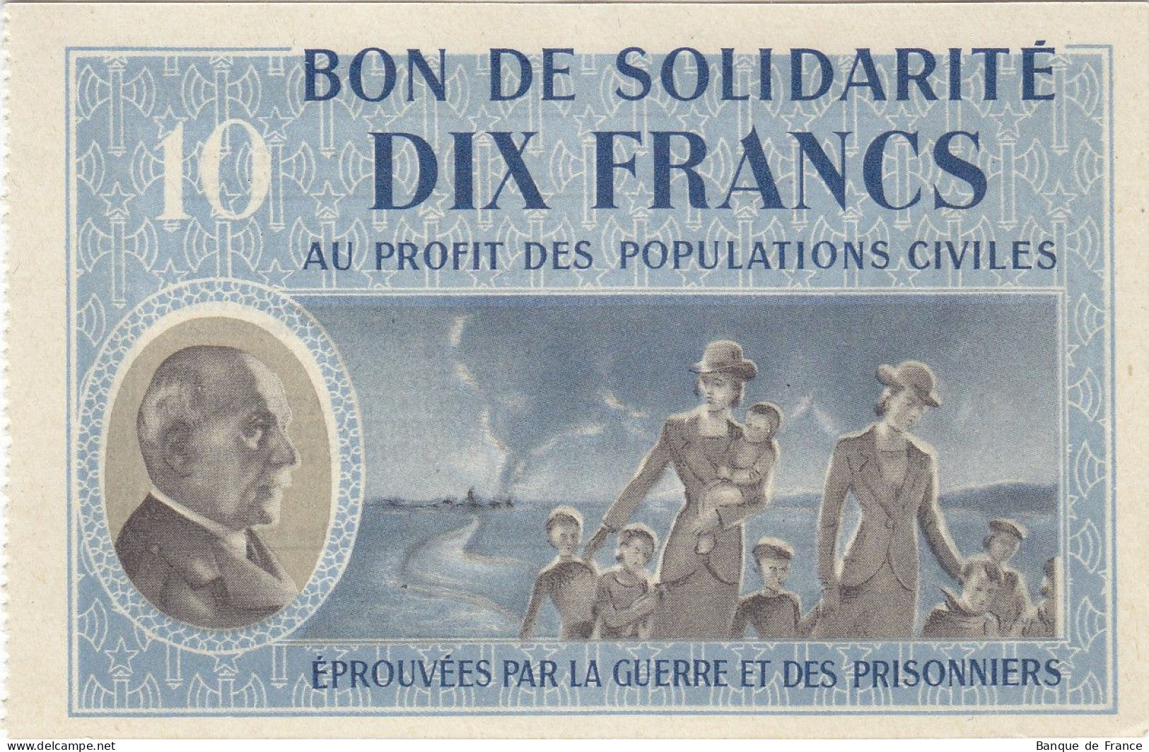 Bon De Solidarité France 10 Francs - Pétain 1941 / 1942 KL.07 NEUF - Notgeld